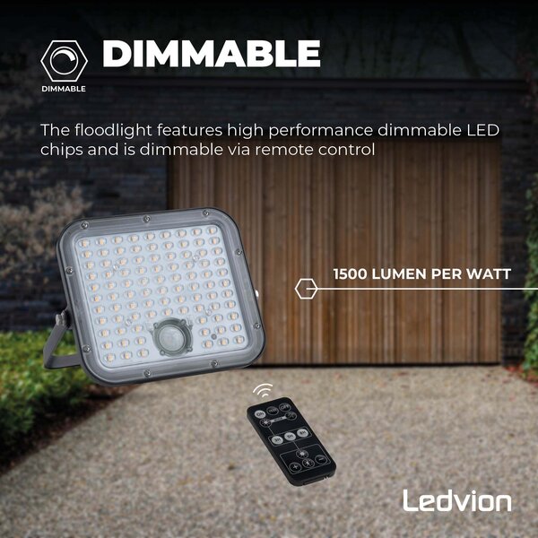 Ledvion Solar LED Schijnwerper - 4800 Lumen - 4000K - IP65 - 6000 mAh