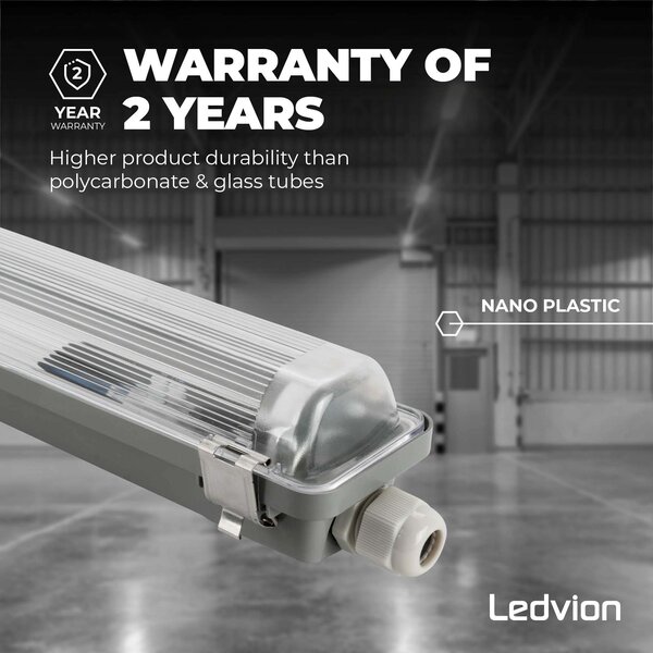 Ledvion LED TL Armatuur 60cm - IP65 - Koppelbaar - RVS Clips