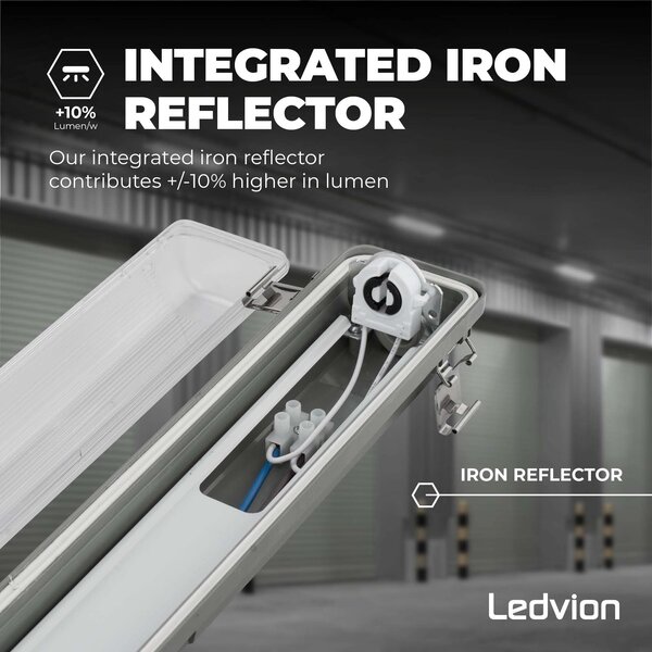 Ledvion LED TL Armatuur 120cm - IP65 - Koppelbaar - RVS Clips