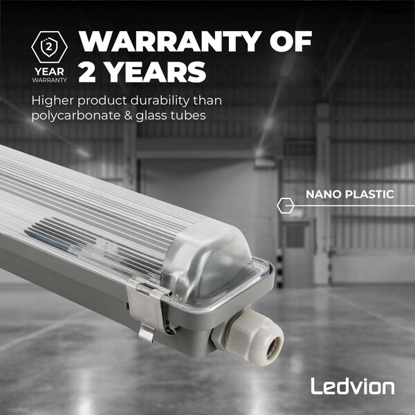 Ledvion LED TL Armatuur 150cm - IP65 - Koppelbaar - RVS Clips