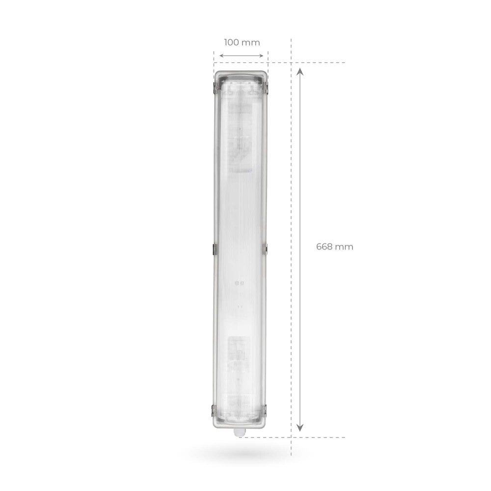 Ledvion LED TL Armatuur 60cm - Dubbel - IP65 - Geschikt voor Koppelbaar - RVS Clips