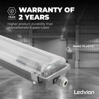 Ledvion LED TL Armatuur 120cm - Dubbel - IP65 - Geschikt voor Koppelbaar - RVS Clips