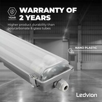 Ledvion LED TL Armatuur 150CM - 2x 28W - 10360 Lumen - 6500K - High Efficiency - Energie Label B - IP65 - Incl. LED TL