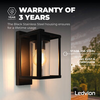 Ledvion Wandlamp Buiten met Schemeringssensor - 7,5W - 2100K - IP44 - Zwart