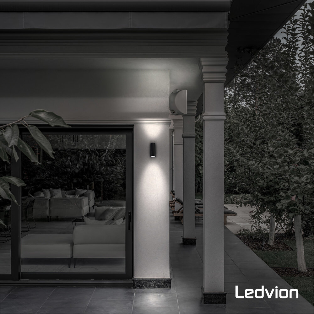 Ledvion Dimbare Wandlamp Buiten - Santa Barbara - 5W - 2700K - IP54 - Zwart