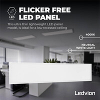 Ledvion 6x LED Paneel 120x30 - UGR <19 - 24W - 210 Lm/W - 4000K - 5 Jaar Garantie - Energieklasse A