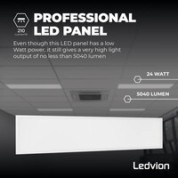 Ledvion 6x LED Paneel 120x30 - UGR <19 - 24W - 210 Lm/W - 6500K - 5 Jaar Garantie - Energieklasse A