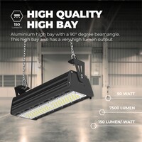 Lightexpert High Bay Industriële Lineair 50W - 150lm/W - IP65 - 6000K - Dimbaar - Magazijnverlichting - 5 Jaar Garantie
