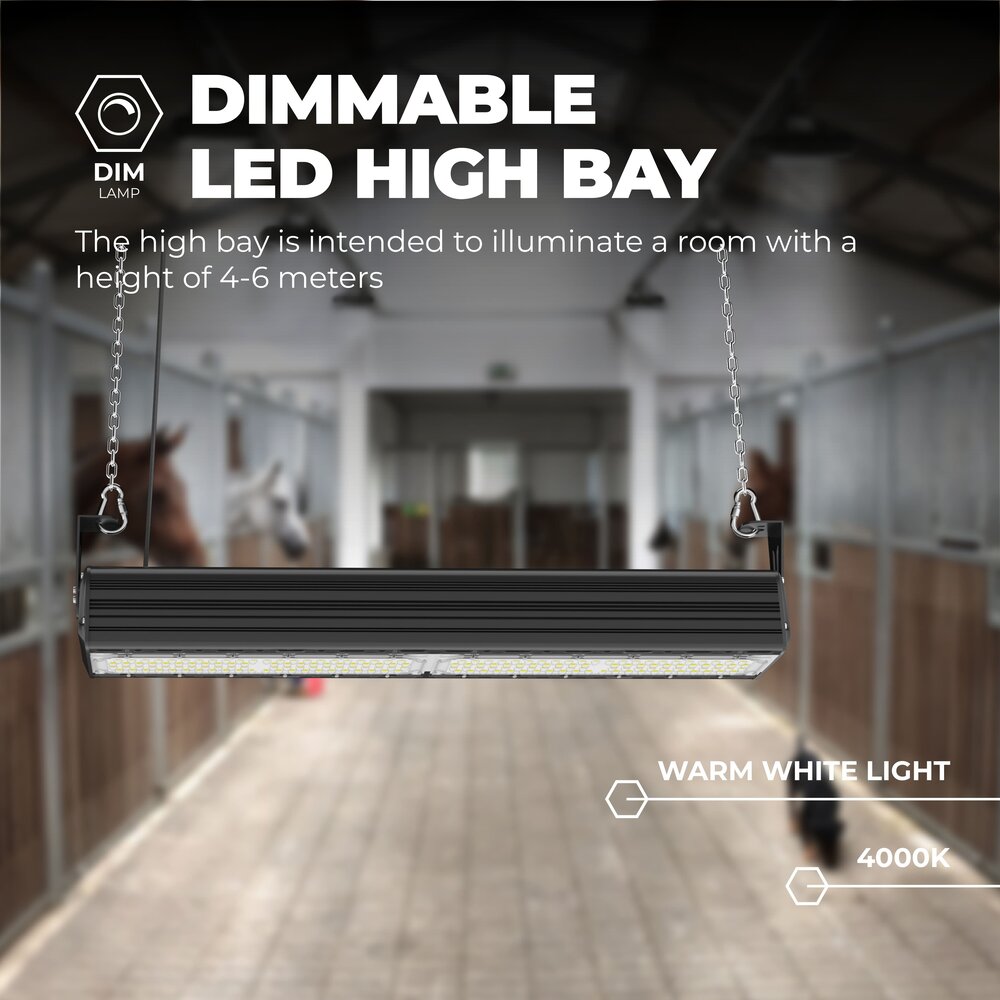 Lightexpert High Bay Industriële Lineair 100W - 150lm/W - IP65 - 6000K - Dimbaar - Magazijnverlichting - 5 Jaar Garantie