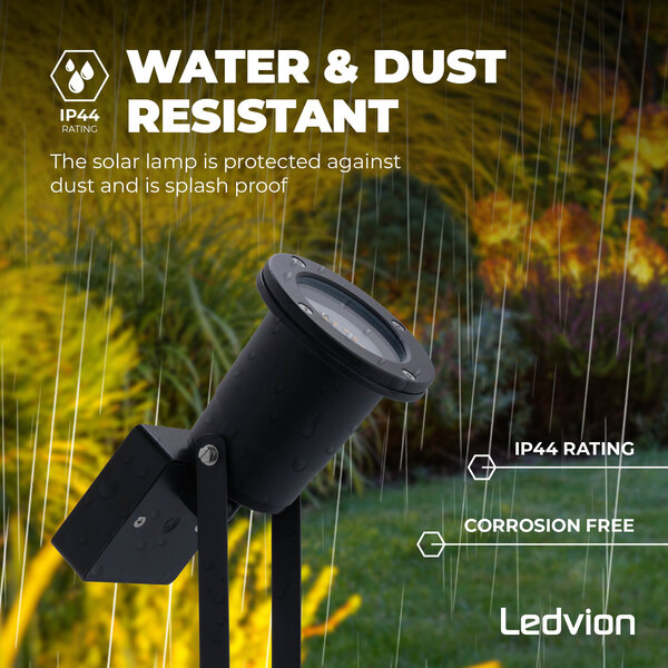 Ledvion LED Solar Prikspot - Zwart - 3000K - IP44 - 2 jaar garantie