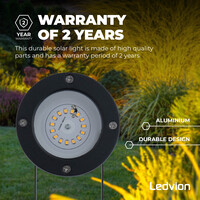 Ledvion LED Solar Prikspot - Zwart - 3000K - IP44 - 2 jaar garantie