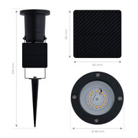 Ledvion LED Solar Prikspot - Zwart - 3000K - IP44 - 2 jaar garantie