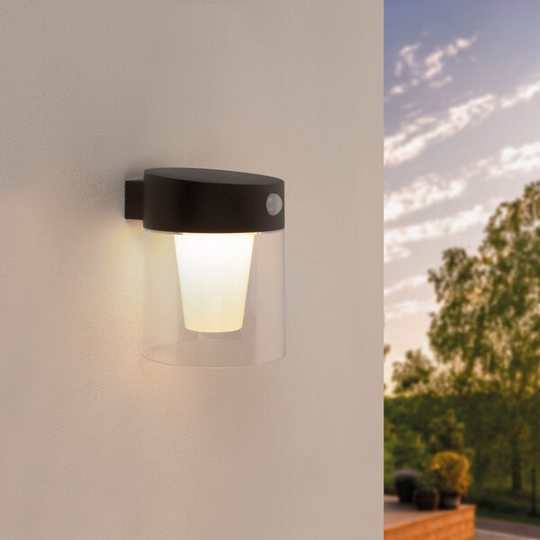 Ledvion LED Solar Wandlamp met Bewegingssensor - Zwart - IP44