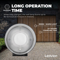 Ledvion LED Solar Wandlamp met Bewegingssensor - Zwart - IP44