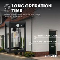 Ledvion LED Solar Wandlamp met Sensor - Zwart - IP44