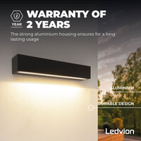 Ledvion LED Wandlamp - 15W - IP44 - 1500 Lumen - Zwart
