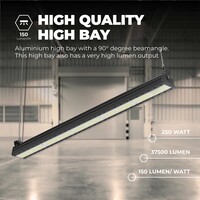 Lightexpert High Bay Industriële Lineair 250W - 150lm/W - IP65 - 6000K - Dimbaar - Magazijnverlichting - 5 Jaar Garantie