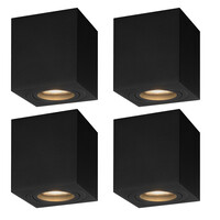 Ledvion 4x Dimbare LED Opbouwspot - Vierkant - Zwart - 3W - 2700K - Kantelbaar