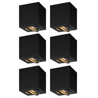 6x Dimbare LED Opbouwspot - Vierkant - Zwart - 3W - 2700K - Kantelbaar
