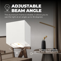 Ledvion Dimbare LED Opbouwspot - Vierkant - Wit - 3W - 4000K - Kantelbaar