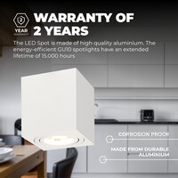 Ledvion Dimbare LED Opbouwspot - Vierkant - Wit - 3W - 4000K - Kantelbaar