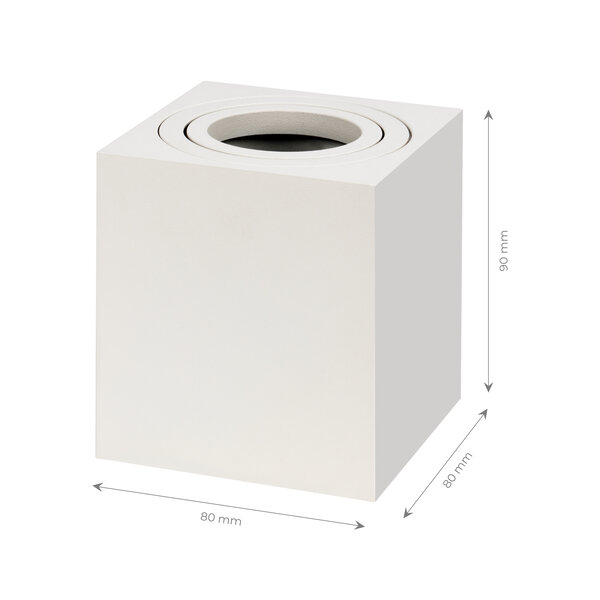 Ledvion Dimbare LED Opbouwspot - Vierkant - Wit - 3W - 4000K - Kantelbaar