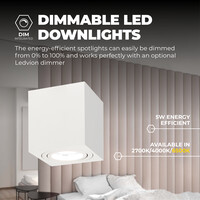 Ledvion Dimbare LED Opbouwspot - Vierkant - Wit - 3W - 6500K - Kantelbaar