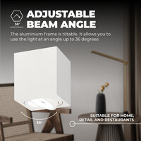 Ledvion Dimbare LED Opbouwspot - Vierkant - Wit - 3W - 6500K - Kantelbaar