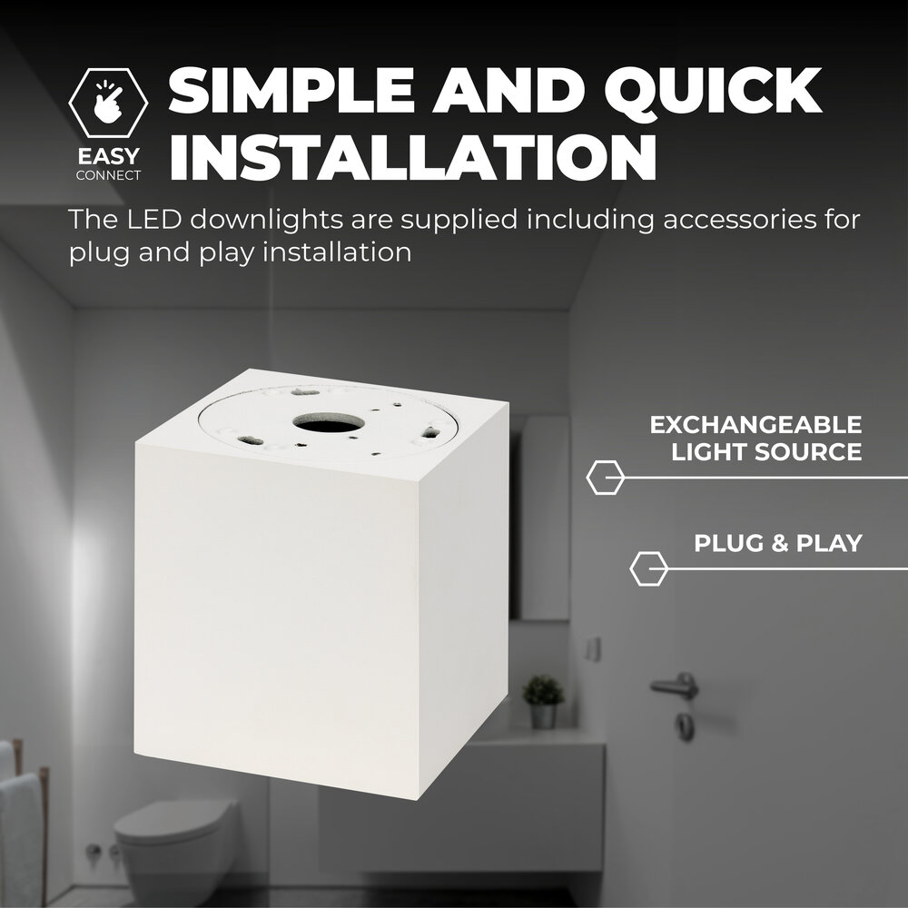 Ledvion 2x Dimbare LED Opbouwspot - Vierkant - Wit - 3W - 2700K - Kantelbaar