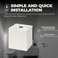 Ledvion 2x Dimbare LED Opbouwspot - Vierkant - Wit - 3W - 2700K - Kantelbaar
