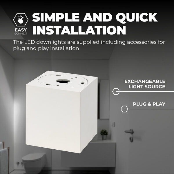Ledvion 2x Dimbare LED Opbouwspot - Vierkant - Wit - 3W - 2700K - Kantelbaar
