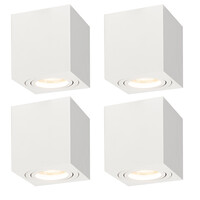 Ledvion 4x Dimbare LED Opbouwspot - Vierkant - Wit - 3W - 2700K - Kantelbaar
