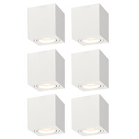 Ledvion 6x Dimbare LED Opbouwspot - Vierkant - Wit - 5W - 2700K - Kantelbaar