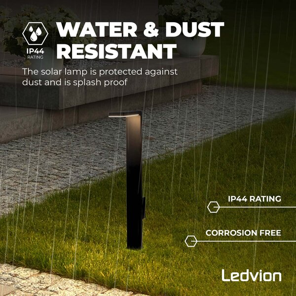 Ledvion LED Solar Staande Buitenlamp - Zwart - IP44