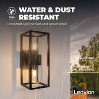 Ledvion LED Wandlamp Buiten - Dimbaar - 2x G9 Fitting - IP44 - Zwart - Geschikt voor Binnen & Buiten