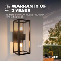 Ledvion LED Wandlamp Buiten - Dimbaar - 2x G9 Fitting - IP44 - Zwart - Geschikt voor Binnen & Buiten