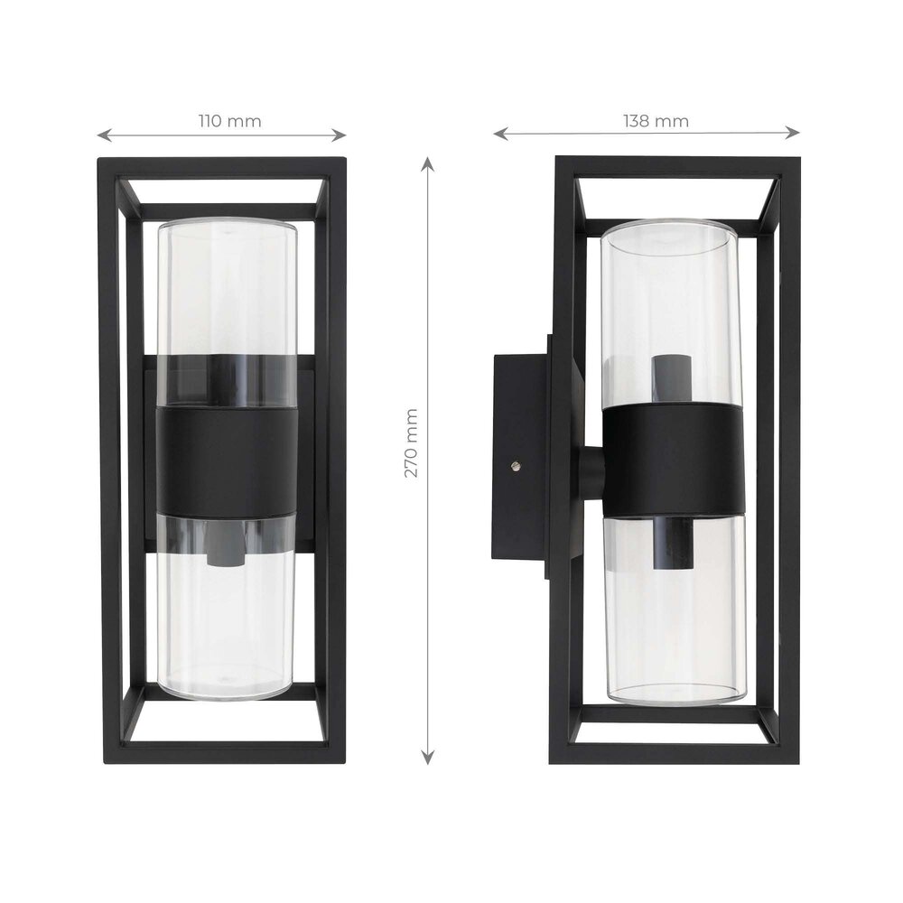 Ledvion LED Wandlamp Buiten - Dimbaar - 2x G9 Fitting - IP44 - Zwart - Geschikt voor Binnen & Buiten