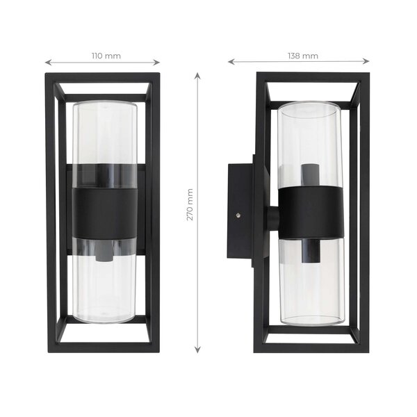 Ledvion LED Wandlamp Buiten - Dimbaar - 2x G9 Fitting - IP44 - Zwart - Geschikt voor Binnen & Buiten