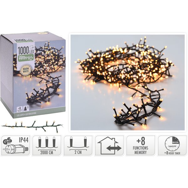 Lightexpert 20m LED Kerstverlichting - IJspegelverlichting Buiten - 1000 LEDs - Warm wit licht