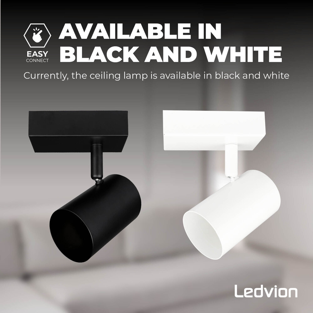 Ledvion LED Plafondspot Wit - Dimbaar - 3W - 6500K - Kantelbaar
