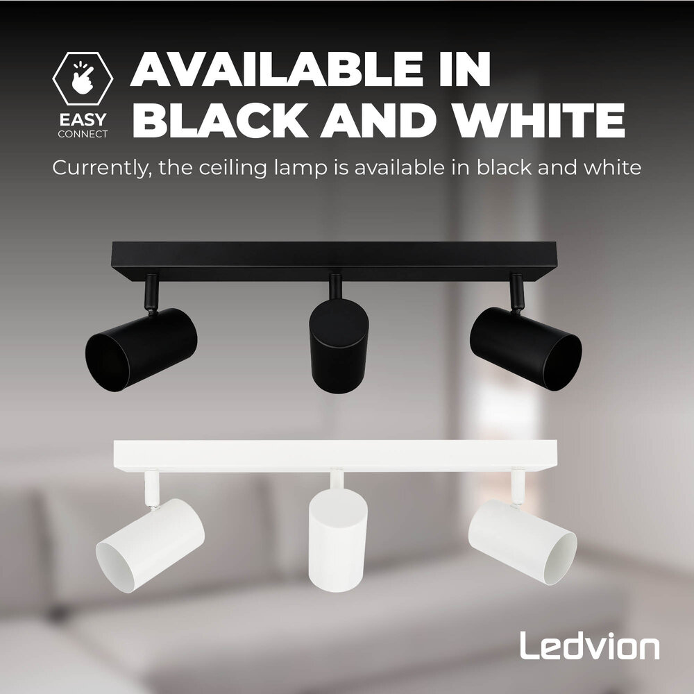 Ledvion LED Plafondspot Wit Trio - Dimbaar - 3W - 2700K - Kantelbaar