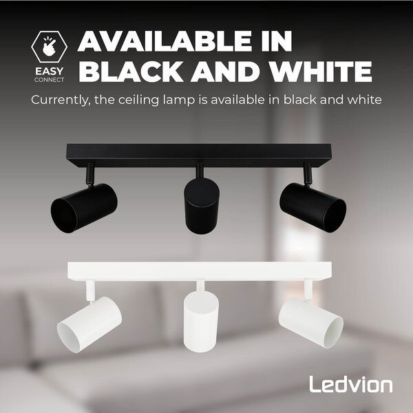 Ledvion LED Plafondspot Wit Trio - Dimbaar - 3W - 2700K - Kantelbaar