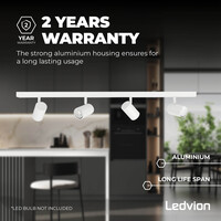 Ledvion LED Plafondspot Wit 4-lichts - Kantelbaar - Dimbaar - GU10 fitting – Opbouw