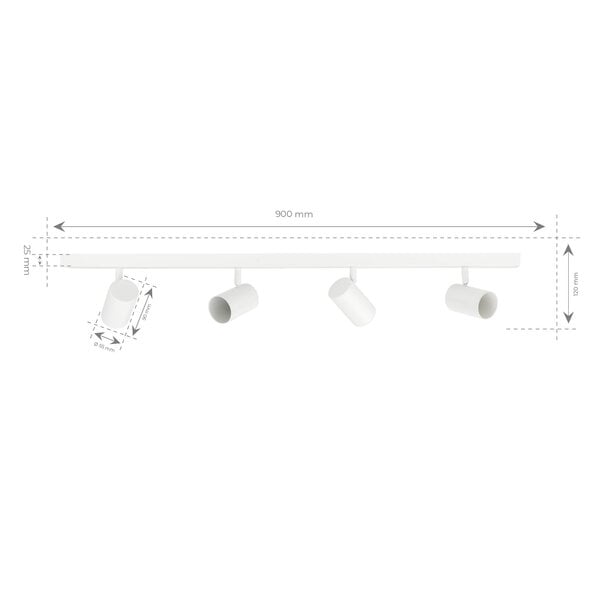 Ledvion LED Plafondspot Wit 4-lichts - Dimbaar - 3W - 2700K - Kantelbaar