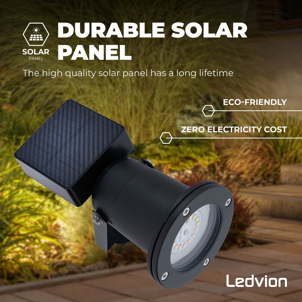 Ledvion 6x LED Solar Prikspot - Zwart - IP44