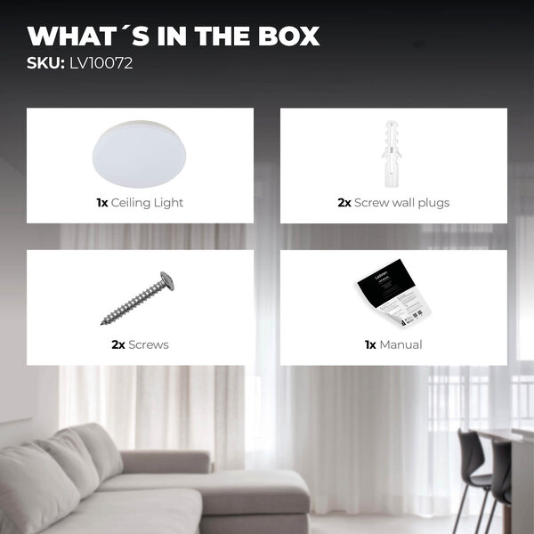 Ledvion LED Plafondlamp - 18W - 3000K - 1800 Lumen - Ø24 CM