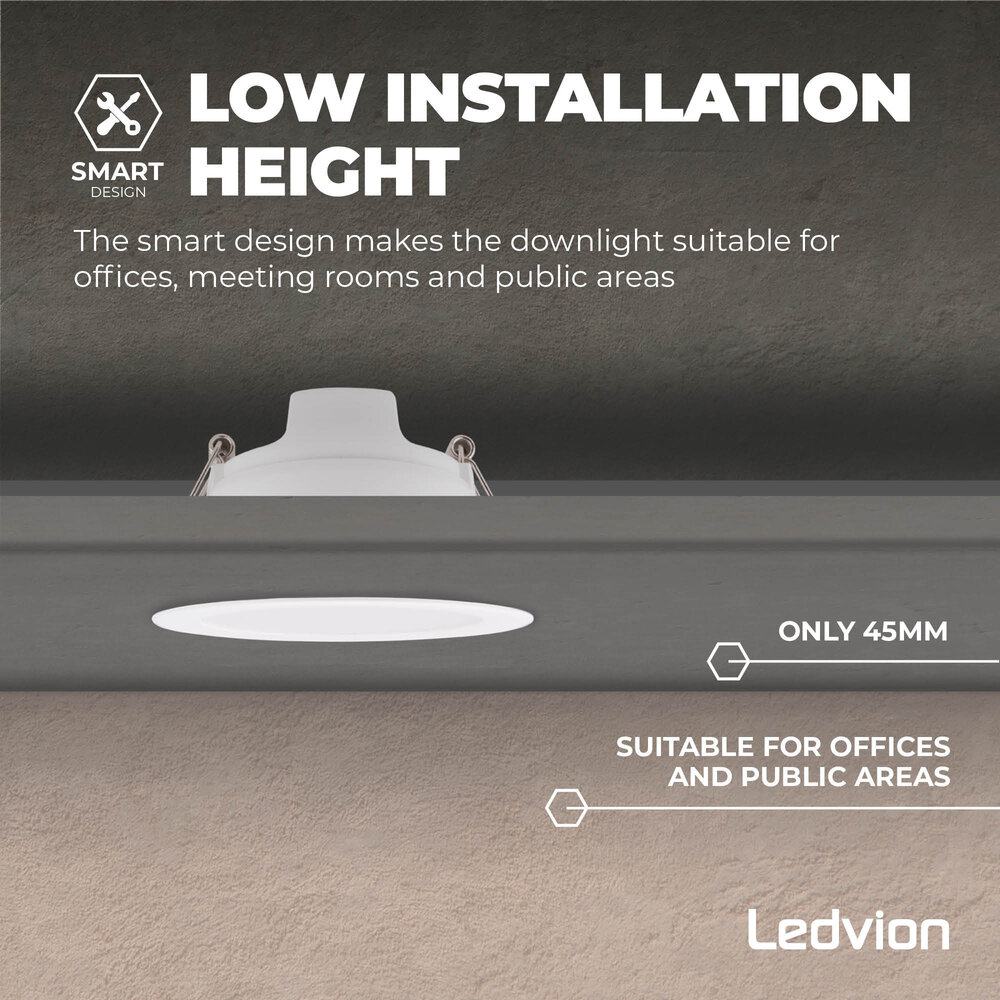 Ledvion LED Downlight 5W - 4000K - 450 Lumen - Ø90 mm