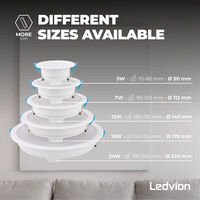 Ledvion LED Downlight 12W - 4000K - 1080 Lumen - Ø120-130 mm