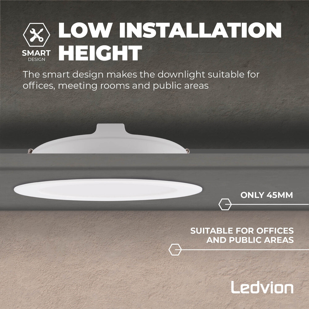 Ledvion LED Downlight 24W - 4000K - 2160 Lumen - Ø221 mm