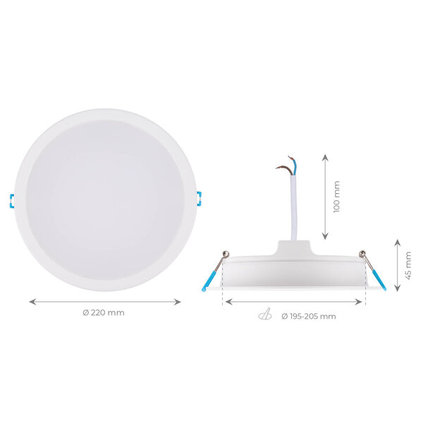 Ledvion LED Downlight 24W - 4000K - 2160 Lumen - Ø221 mm